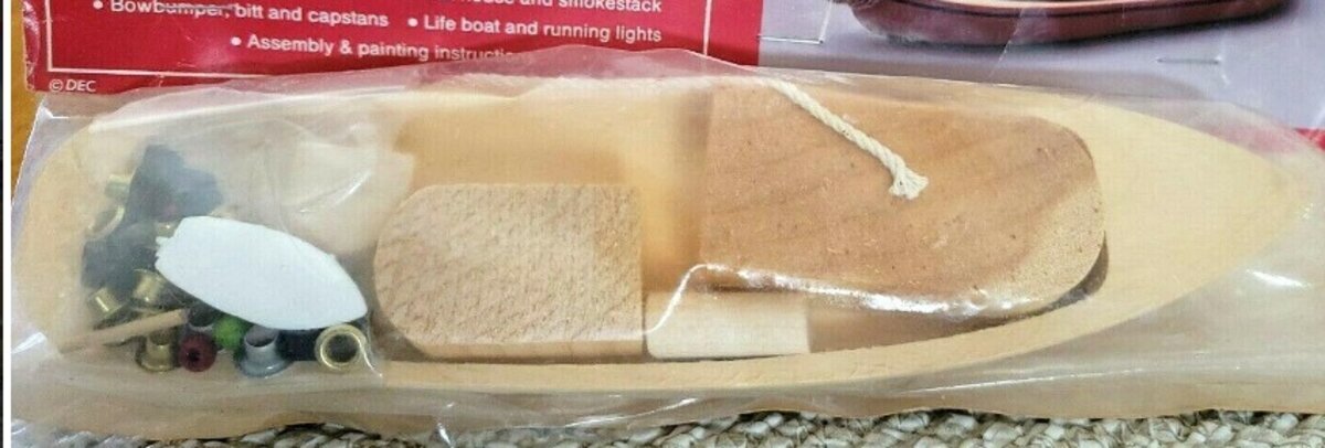 Acme 1800 Downeast Crafts Authentic Wood Tugboat Complete W/Pre-Shaped Parts Kit