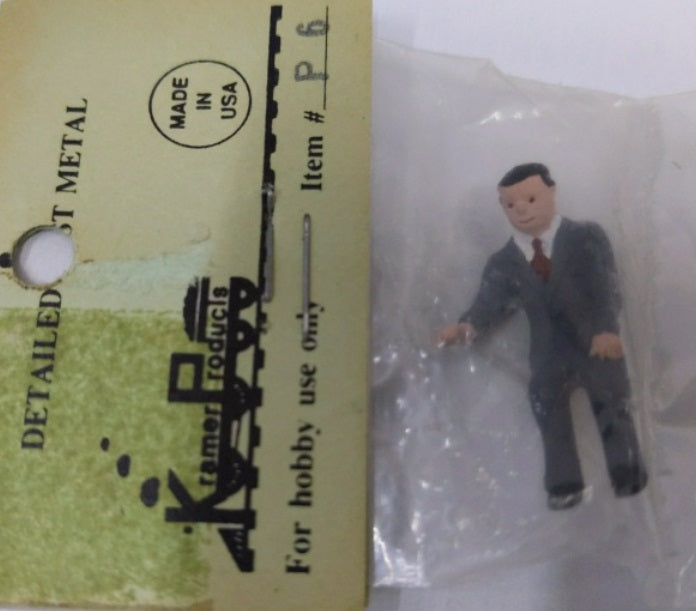 Kramer P6 HO Scale Sitting Man W/Gray Suit Painted Figure