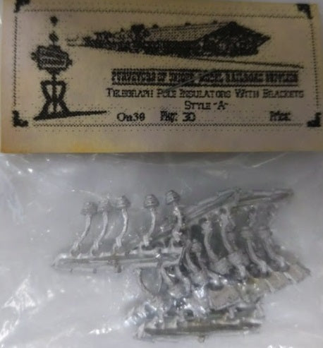 Acme 0030 On30 Telegraph Pole Insulators W/Brackets Style "A" Metal