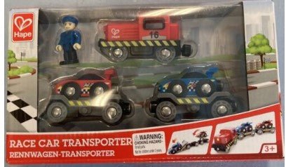Hape International E3735 Plastic Race Car Transporter Set w/Figure