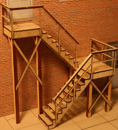 Kaw Valley Designs 202 O Scale Real Wood Stairs U-Shape W/Landing Laser Cut Kit