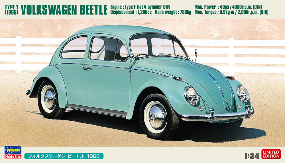 Hasegawa 20732 1:24 Volkswagen Beetle Type 1 (1966) Car Plastic Model Kit