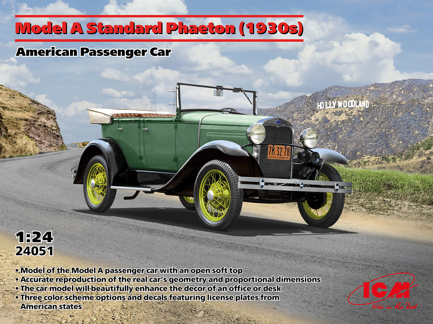 ICM 24051 1:24 Model A Standard Phaeton (1930s) American Passenger Car Model Kit
