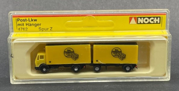 Noch 4762 Z Scale Yellow Post Truck W/Double Trailer