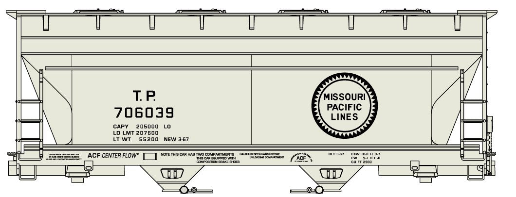 Accurail 2218 HO Texas & Pacific - Missouri Pacific 2-Bay ACF Covered Hopper Kit