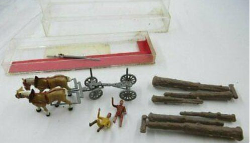 Merten Z 2496 Z Scale Logging Wagon w/Driver Helper Load & 2-Horses