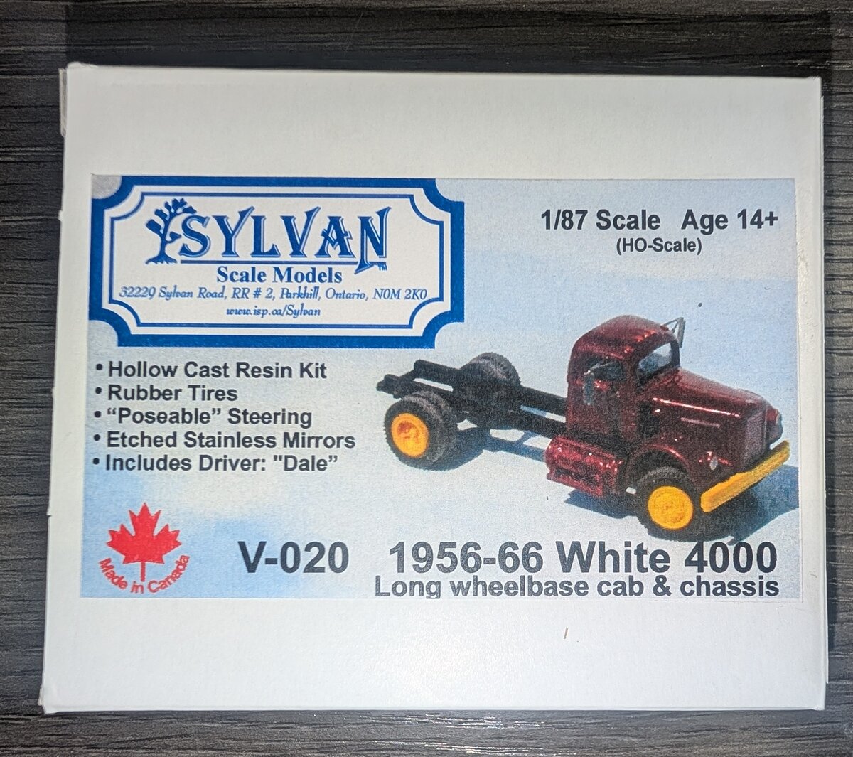 Sylvan Scale Models V-020 HO White 4000 Long Wheelbase Tractor Cab Resin Kit