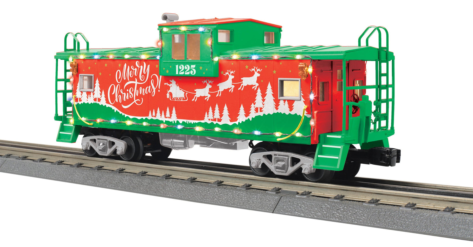 MTH 30-77399 O Christmas Extended Vision Caboose with LED Lights #1225
