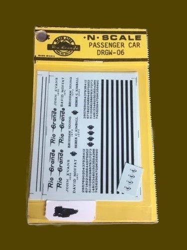 Northeast Decals DRGW-06 N Rio Grande Passenger Car Decal Sheet