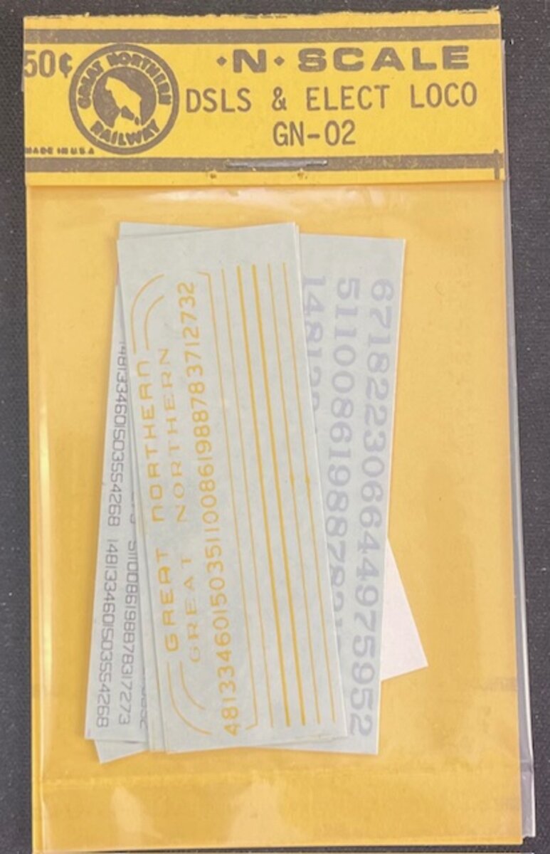 Northeast Decals GN-02 N Great Northern Railway DSLS & Elect Loco Decal Sheet