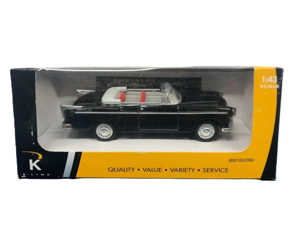 K-Line 48007 1:43 Kruisers Black 1955 Chrysler C-300 Convertible Car Die-Cast