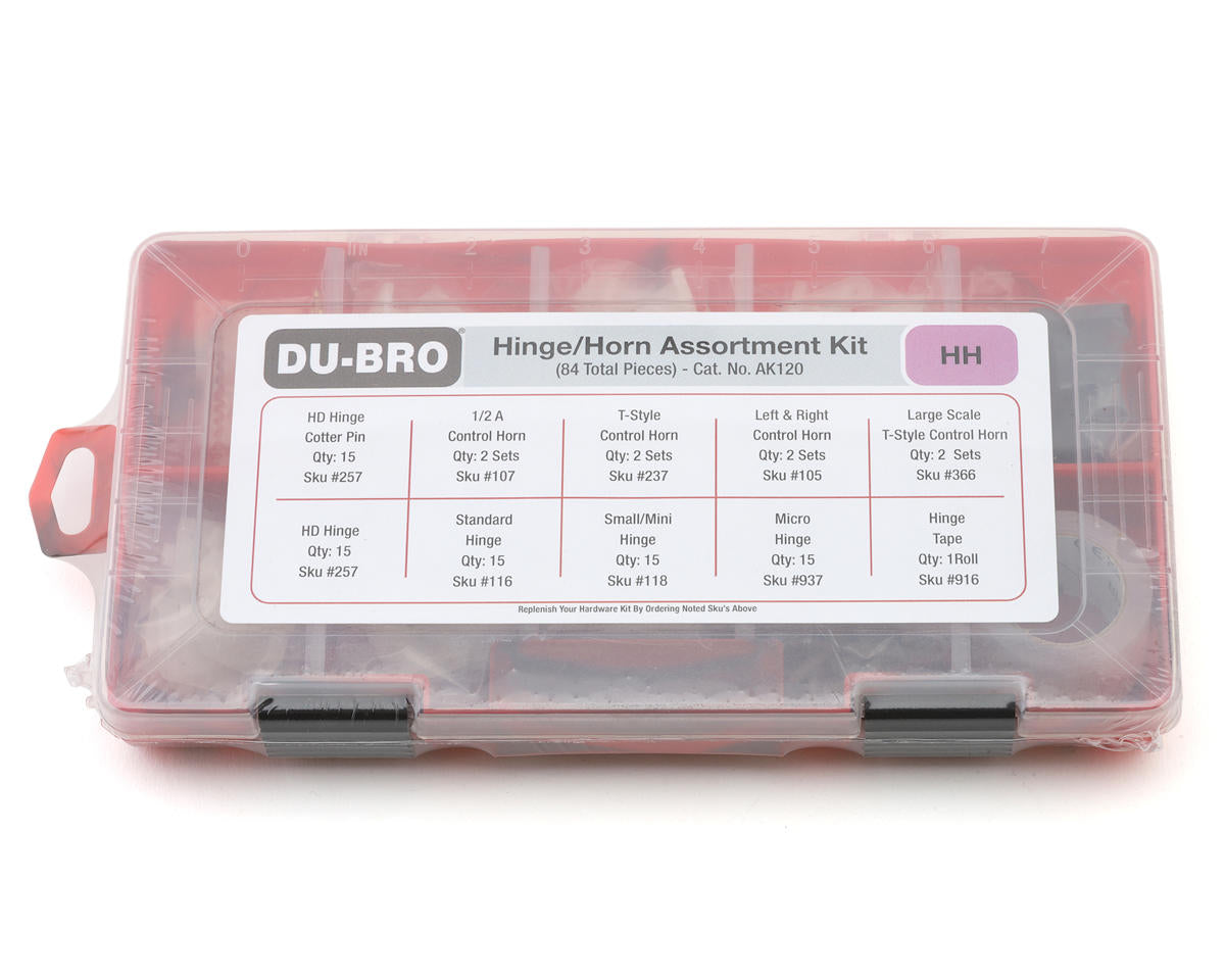 Dubro AK120 Hinges & Horns Assortment Kit (Set of 84)