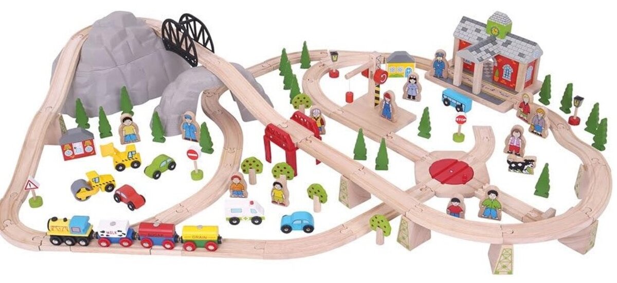 Big Jig Rails BJT016 Wooden Mountain Railway Train Set