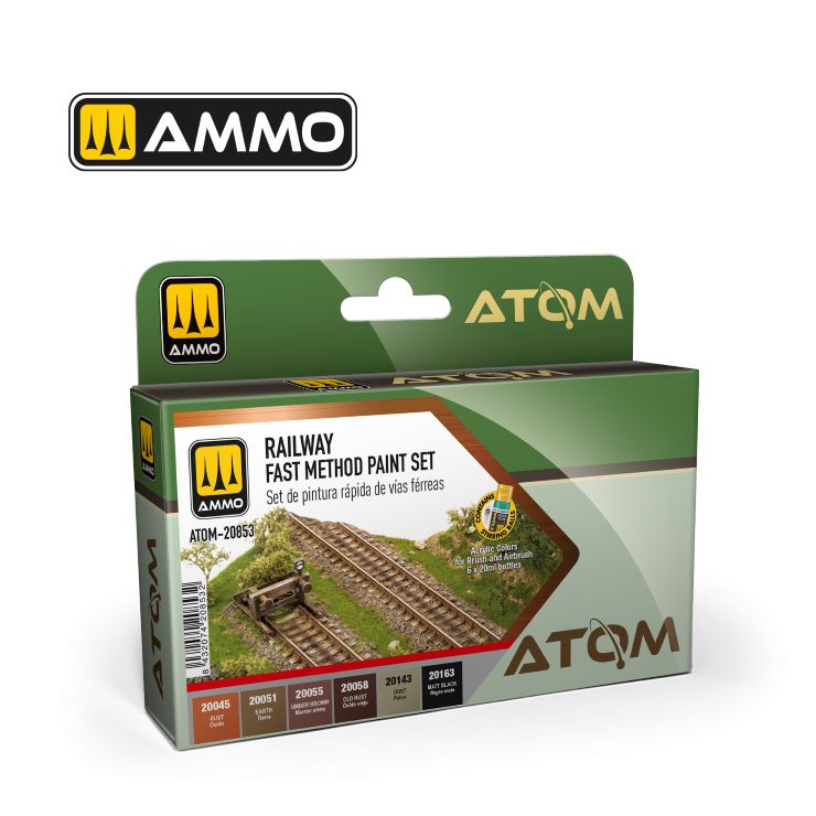Mig Jimenez 20853 Atom: Railway Fast Method Acrylic Paints (Set of 6)