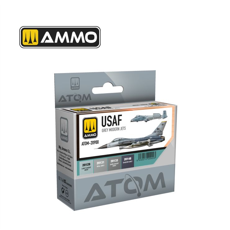 Mig Jimenez 20900 Atom: USAF Grey Modern Jets Acrylic Paints (Set of 4)
