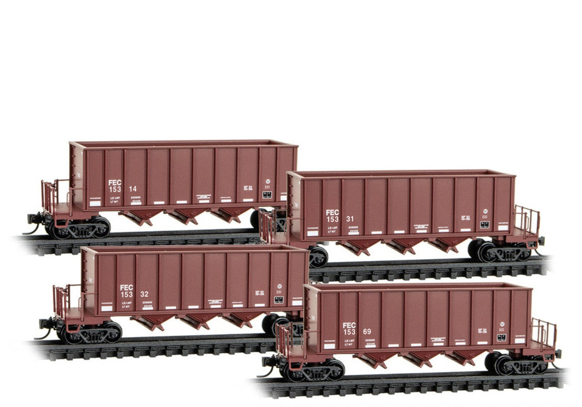 Micro-Trains 98300228 N FEC RTR Ortner 3-Bay Rapid Discharge Hopper (Set of 4)
