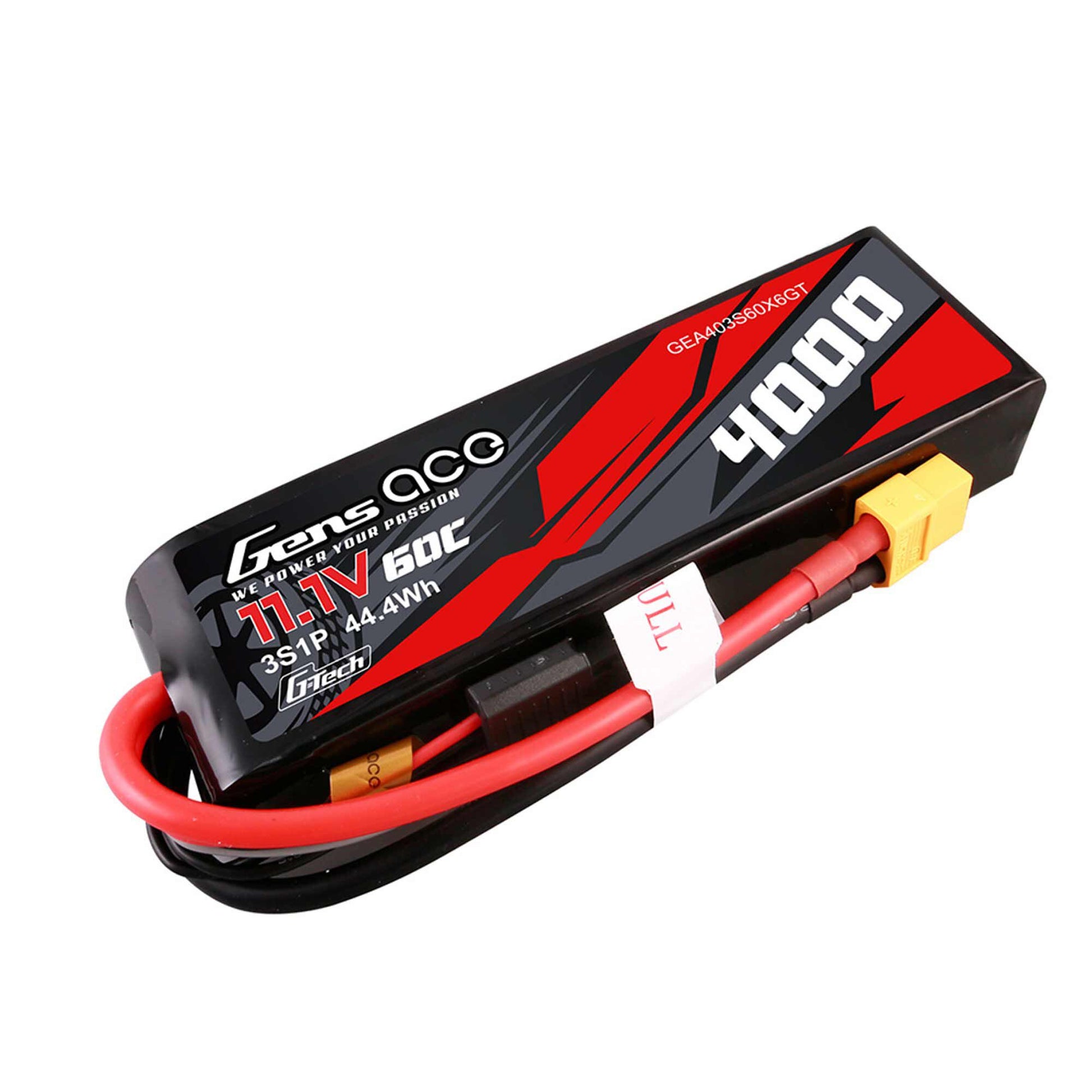 Gens Ace 403S60X6GT 11.1V 4000mAh 3S 60C G-Tech Smart LiPo Battery with XT60