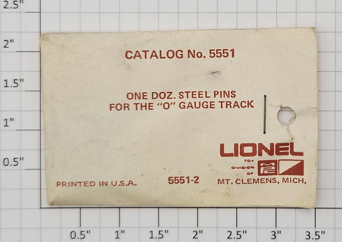Lionel 5551 O Gauge Steel Pins (Pack of 12)