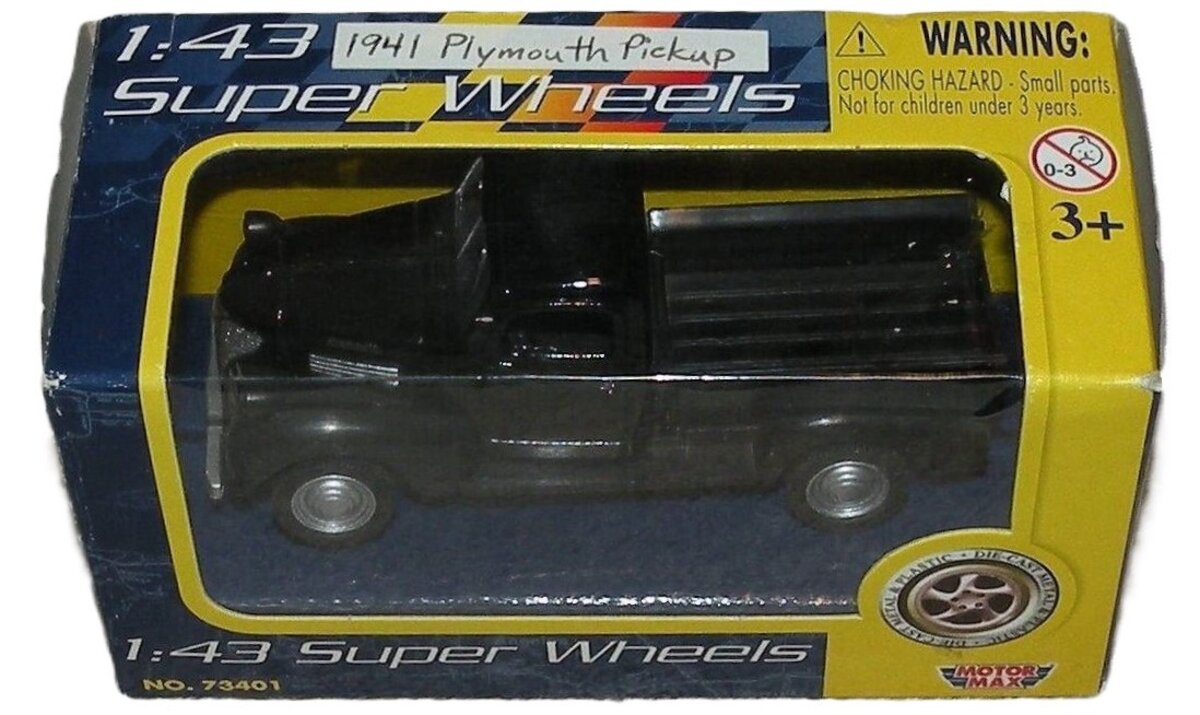 Motor Max 73401 Black 1:43 Super Wheels 1941 Plymouth Pick Up