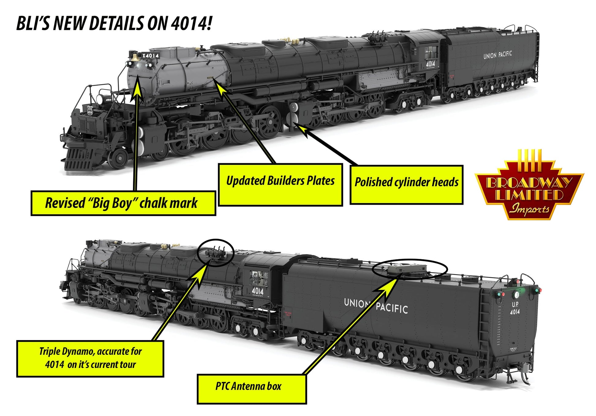 Broadway Limited 9500 HO UP Big Boy 4-8-8-4 Steam Locomotive Sound/DC/DCC #4014
