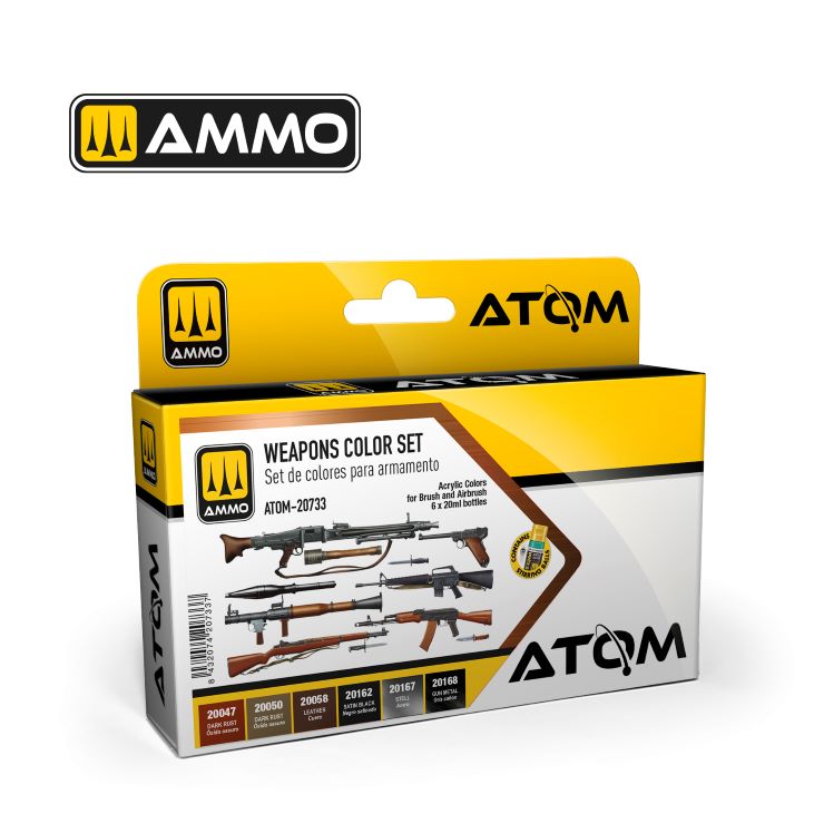 Mig Jimenez 20733 Atom: Weapons Acrylic Paints (Set of 6)