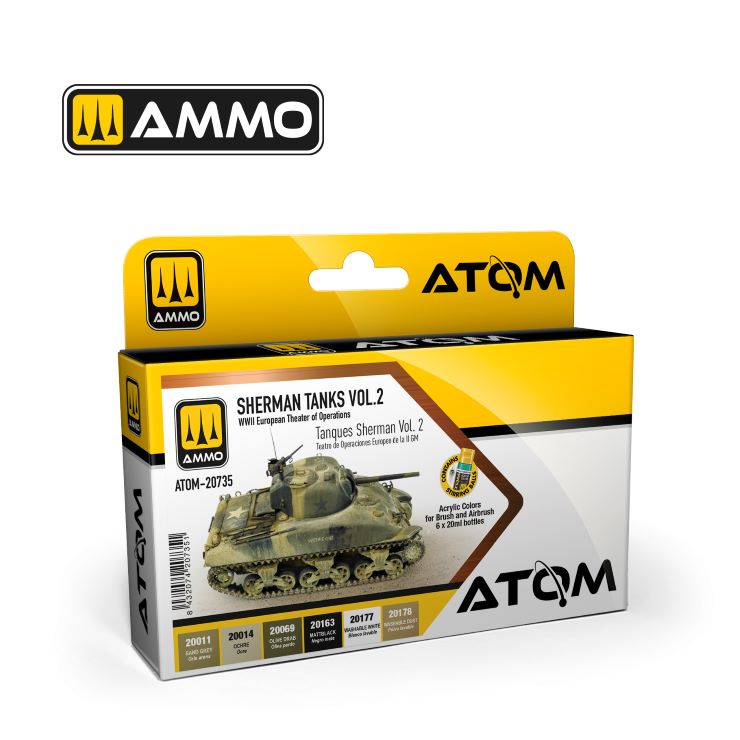 Mig Jimenez 20735 Atom: Sherman Tanks Vol. 2  Acrylic Paints (Set of 6)