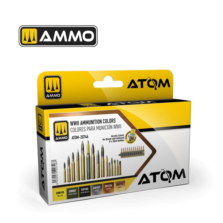 Mig Jimenez 20746 Atom: WWII Ammunition Acrylic Paints (Set of 6)