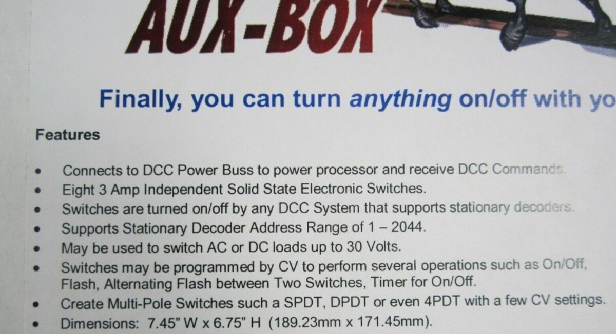 Acme 0808 Aux-Box DCC Appliance Connects to DCC Power Bus to DCC Commands