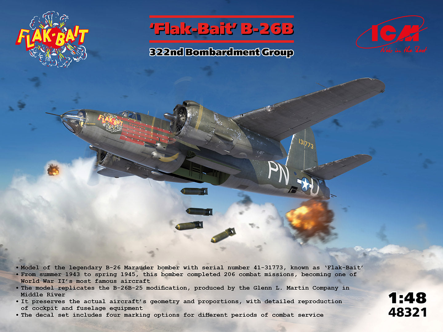 ICM 48321 1:48 ‘Flak Bait’ B-26B Aircraft Plastic Model Kit