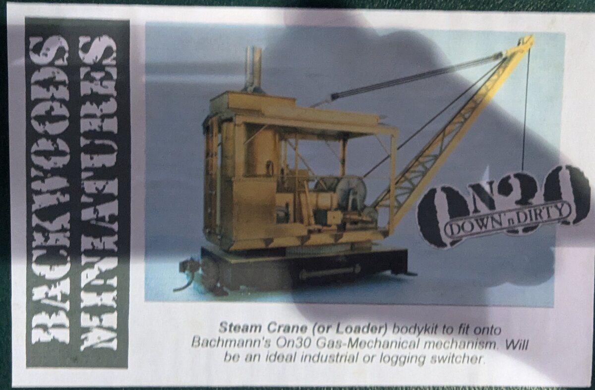 Backwoods Miniatures On30 Steam Crane or Loader Body Kit Fit Bachmann's On30