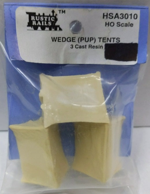 Rustic Rails HSA3010 HO Scale Wedge Pup Cast Resin Tents (Pack of 3)