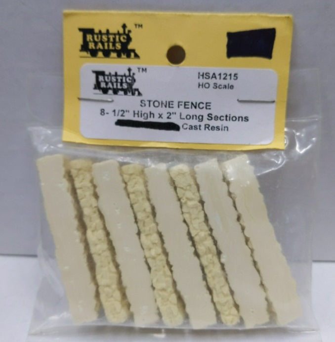 Rustic Rails HSA1215 HO Stone Fence 8-1/2" High x 2" Long Sections Cast Resin