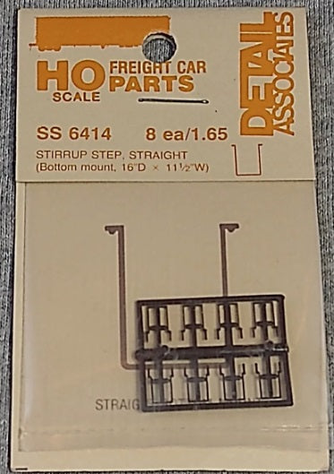 Detail Associates 6414 HO Strirrup Set Straight Bottom Mount Plastic Part