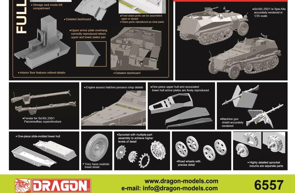 Dragon 6557 1:35 Sd.Kfz.250/1 le Spw Alte Plastic Model Kit