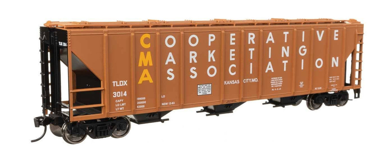 Walthers 910-49421 HO CMA 50' PS PS2-CD 4427 3-Bay Covered Hopper RTR TLDX #3014
