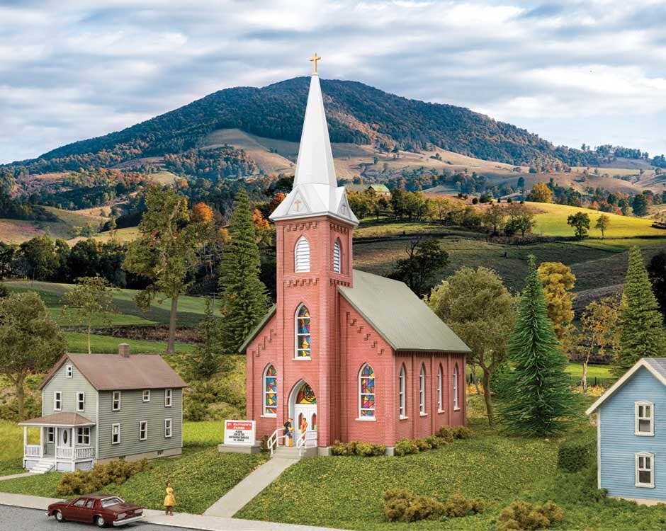 Walthers 933-3858 N 4-7/8 x 2-3/4 x 6-7/16" Brick Church Building Kit