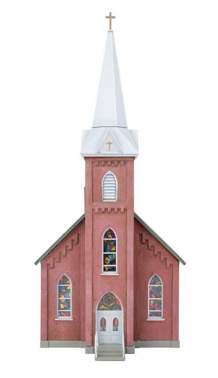 Walthers 933-3858 N 4-7/8 x 2-3/4 x 6-7/16" Brick Church Building Kit