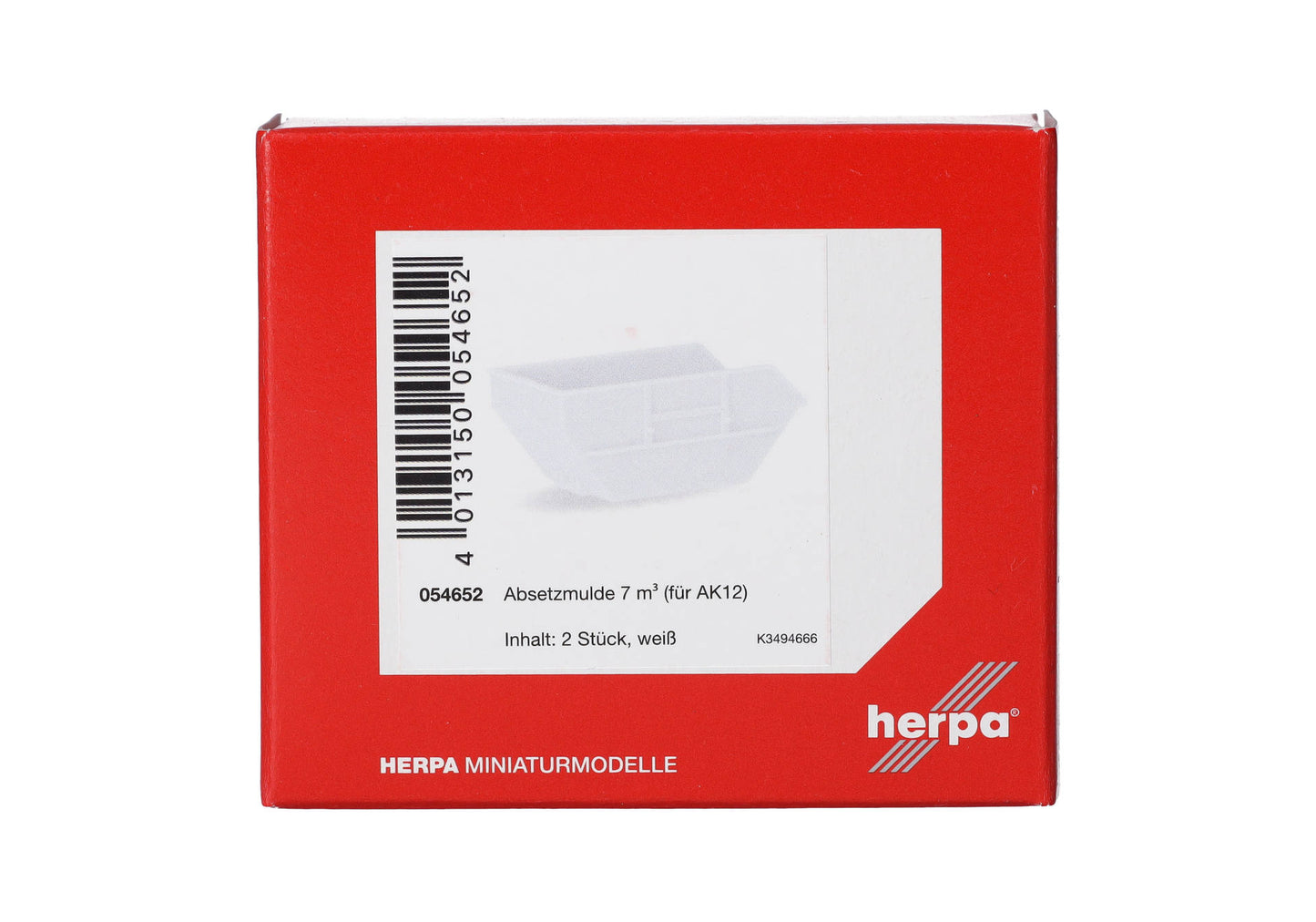 Herpa 054652 1:87 White AK12 Skip Tray 7m³ (Pack of 2)