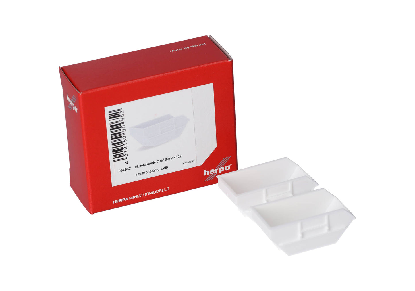 Herpa 054652 1:87 White AK12 Skip Tray 7m³ (Pack of 2)