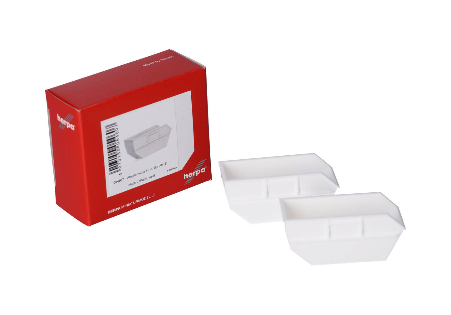 Herpa 054607 1:87 White AK16 Skip Tray 15m³ (Pack of 2)