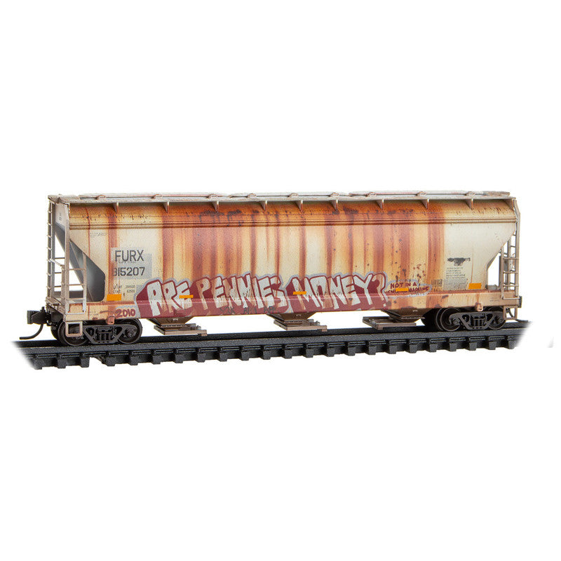 Micro-Trains 98305083 N First Union Rail Leasing 3-Bay Covered Hopper (Set of 3)