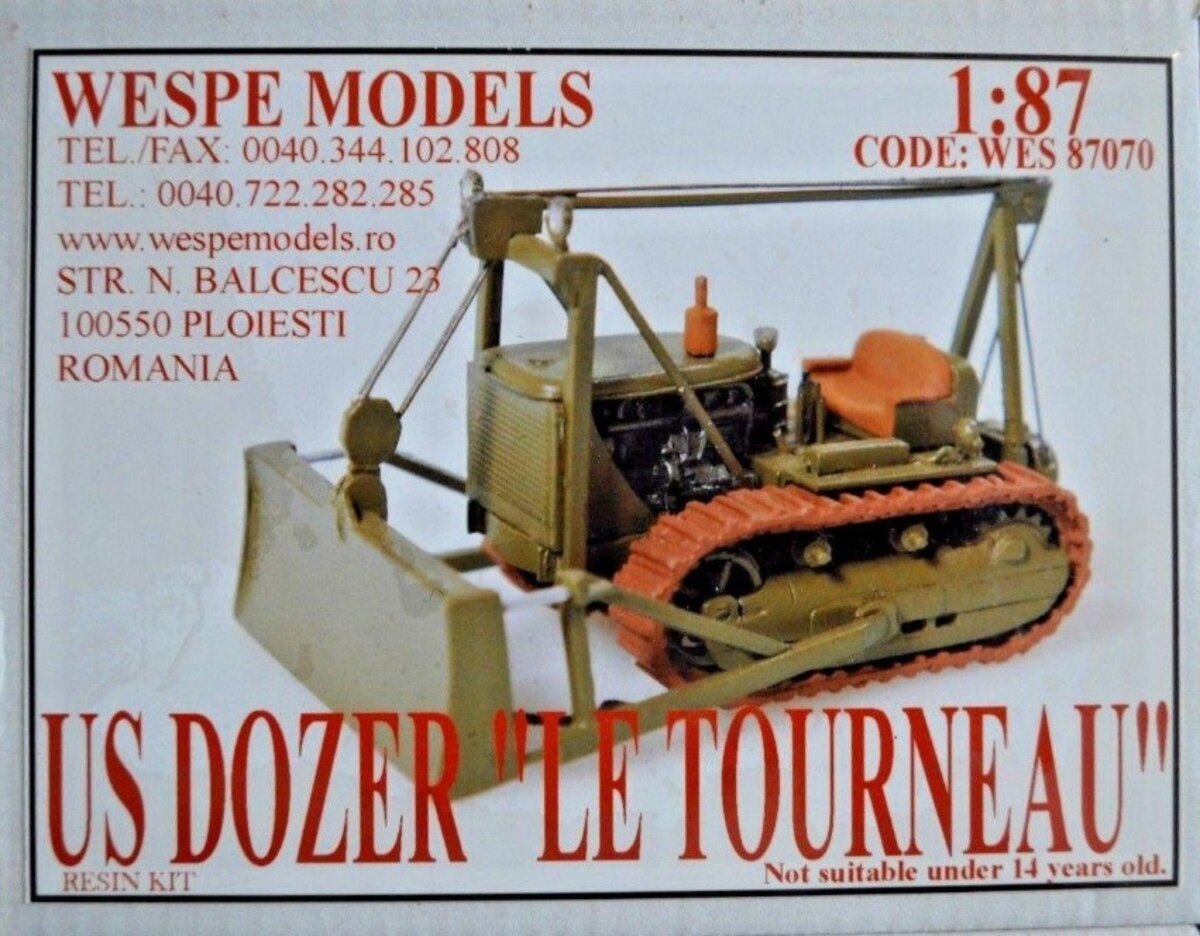 Wespe 87070 HO Scale Green US Dozer "Le Tourneau" Resin Tractor