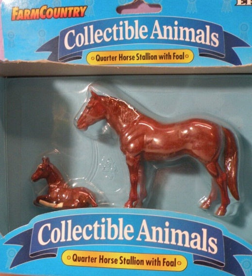 Ertl 4130 FarmCountry Brown Quarter Horse Stallion W/Foal Collectible Animals