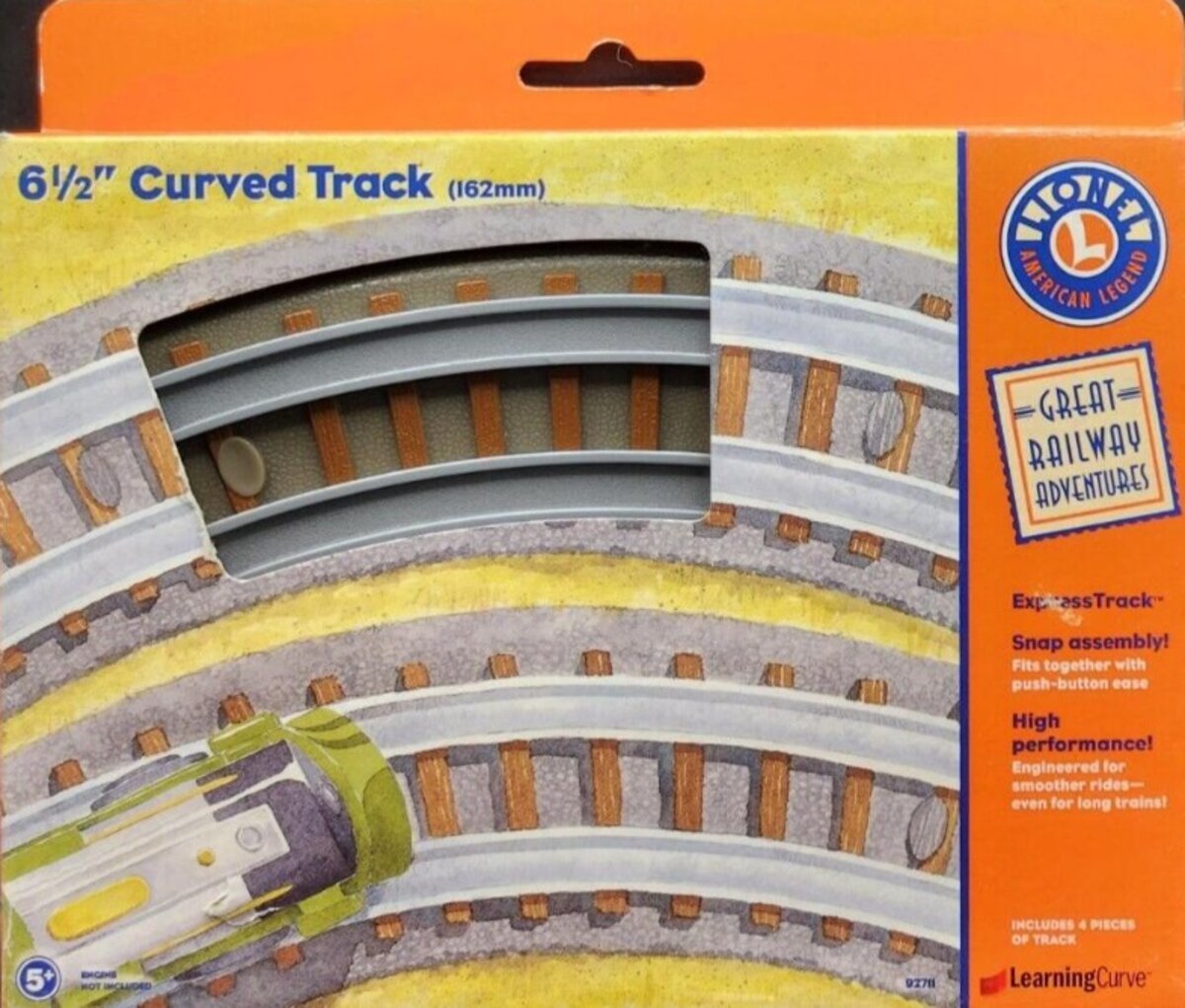 Lionel 92711 Learning Curve Adventures 6-1/2" Curved Track 162 mm Great Railway