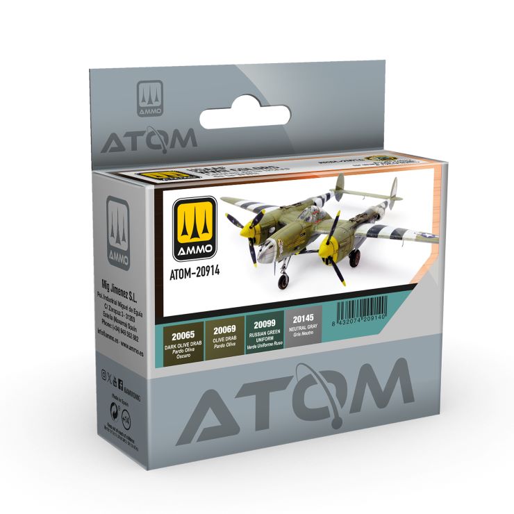 Mig Jimenez 20914 Atom: USAAF WWII Acrylic Paints (Set of 4)