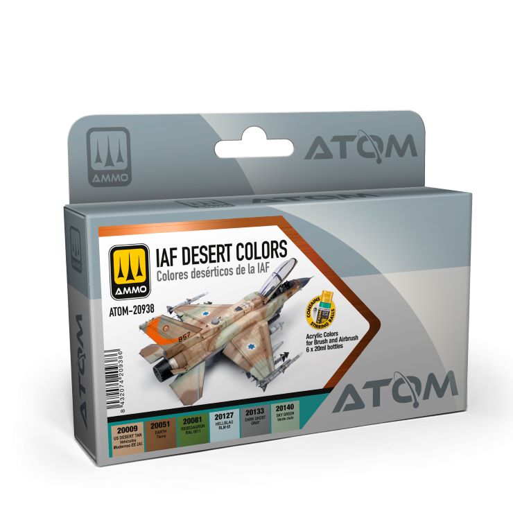 Mig Jimenez 20938 Atom: IAF Desert Acrylic Paints (Set of 6)