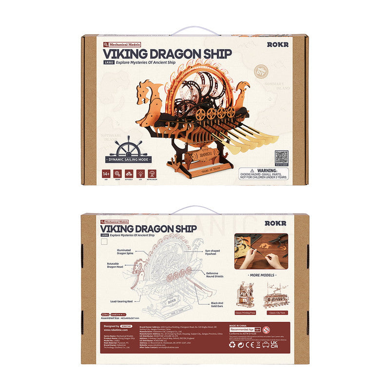 Robotime LK802 ROKR Viking Dragon Ship Mechanical 3D Wooden Puzzle
