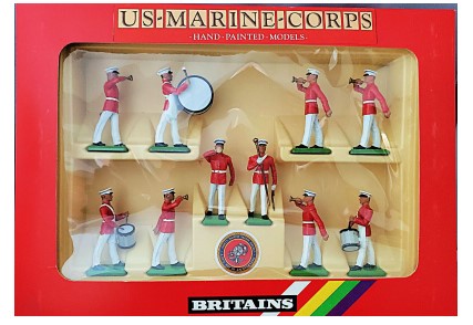W. Britain 7305 O Scale Metal USMC Marching Band Figures (Set of 10)