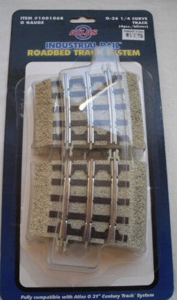 Atlas 1001068 O Gauge Industrial Rail Roadbed Track System Curve Track (4 pcs)