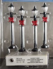 Lemax 34959A Village Collection Gas Street Lamps w/Red Bows (Set of 4)